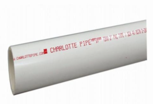4" x 10' Plain End, SCH 40/STD PVC Pipe, White