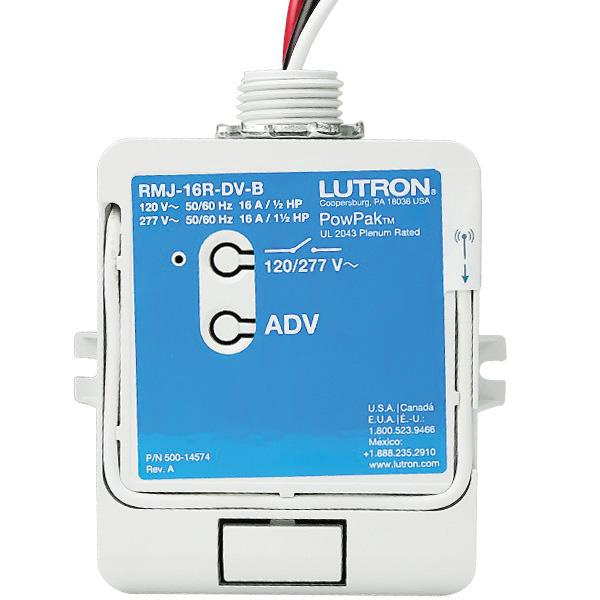 Lutron RMJ-16R-DV-B Junction Box Mount Relay Module With Soft Switch 120/277-Volt AC 16-Amp PowPak&reg;