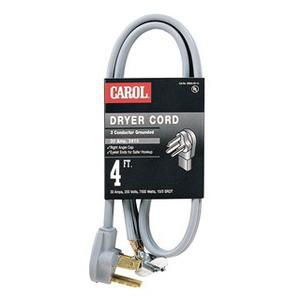 P11672.jpg Carol 01004.63.01 Stranded Bare Copper SRDT Dryer Cord 10/4 4-ft Black