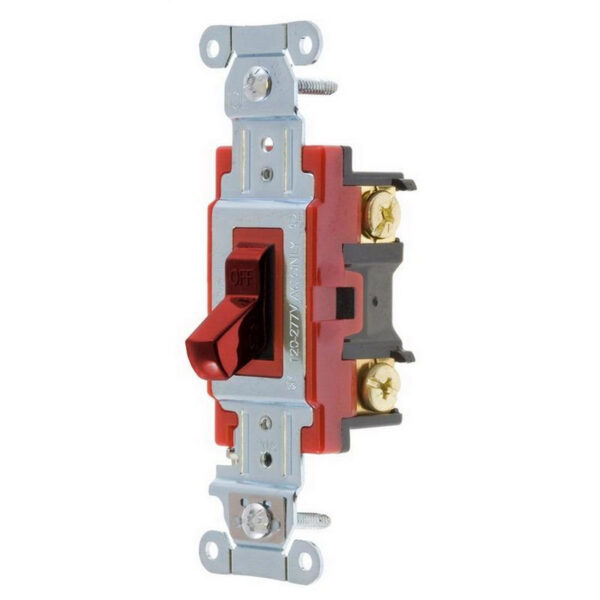 Hubbell-Wiring 1221R 120/277-Volt AC 20-Amp 1-Pole Heavy-Duty Industrial/Specification Grade Toggle AC Switch Red Hubbell-Pro
