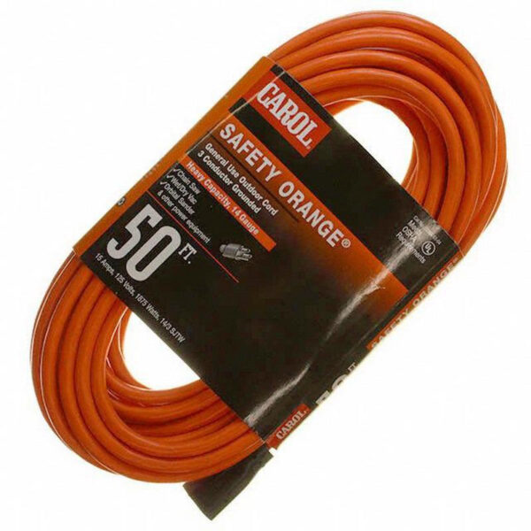 Carol 06853.63.04 Stranded Bare Copper SJTW Extension Cord 12/3 50-ft Orange Safety Orange&reg;