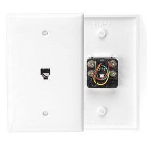 Leviton 40539-PMW Nylon 1-Port Modular Mid-Size Video Wall Jack White Decora&reg;