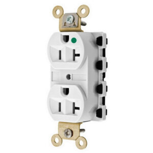 Hubbell-Wiring SNAP8300WA Hospital Grade Extra Heavy-Duty Straight Blade Duplex Receptacle 20-Amp 125-Volt NEMA 5-20R White SnapConnect&reg;