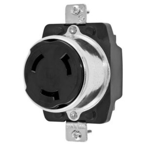 Hubbell-Wiring HBL3771 Screw Mount Non-NEMA Single Receptacle 50-Amp 600-Volt AC 250-Volt DC Black Melamine Twist-Lock&reg;