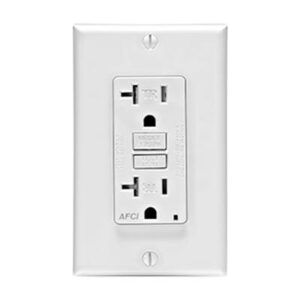 Leviton AFTR2-W Residential Grade Tamper-Resistant Outlet Branch Circuit AFCI Receptacle 20-Amp 125-Volt NEMA 5-20R White Decora&reg; SmartlockPro&reg;