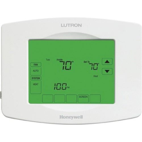 Lutron LR-HWLV-HVAC Wallmount Programmable Thermostat 24-Volt AC White TouchPRO Wireless