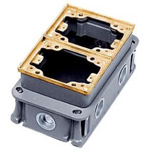 P123699.jpg Hubbell-Wiring B423341 Cast Iron Box/Brass Collar 2-Gang Deep Fully Adjustable Concrete Floor Box 4.38-Inch x 6.38-Inch x 3.75-Inch 36.5-Cubic-Inch ScrubShield®