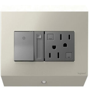 Adorne APCB2TM2 Titanium Metal Control Box With Paddle Dimmer And GFCI Outlet