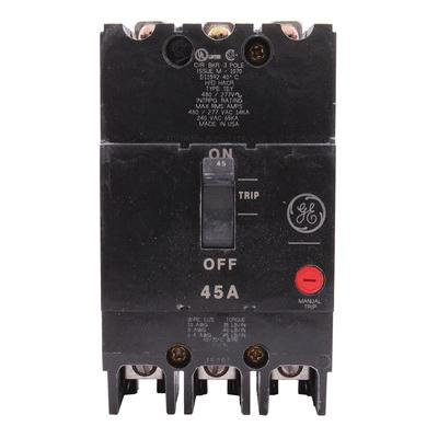 GE Industrial TEY345 Bolt-On Mount Lighting Panel Molded Case Circuit Breaker 3-Pole 45-Amp 480/277-Volt AC 250-Volt DC