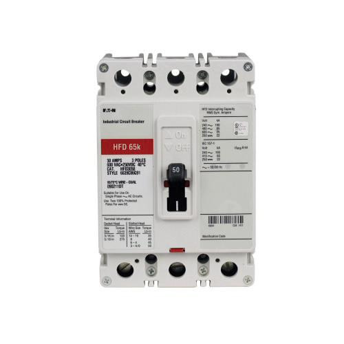 P18744.jpg Eaton HFD3080 Panel Mount Type HFD Molded Case Circuit Breaker 3-Pole 80-Amp 600-Volt AC 250-Volt DC