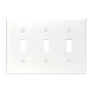 Mulberry 90073 Thermoplastic Standard Size Unbreakable 3-Gang Toggle Switch Wallplate (3) Toggle Switch White Endura