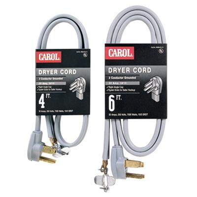 PN11746.jpg Carol 05656.63.10 Stranded Bare Copper SRDT Dryer Cord 10/3 6-ft Gray